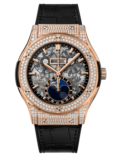 Đồng hồ Hublot Classic Fusion Aerofusion Moonphase King Gold Pavé 45MM